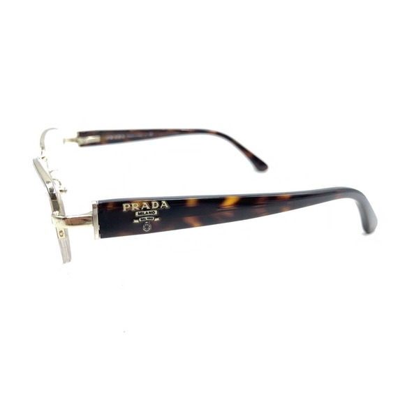 Prada VPR 52N AB6-1O1 Gold Brown Half Rim Eyeglasses Frames 53-18 135 Italy - Picture 7 of 12
